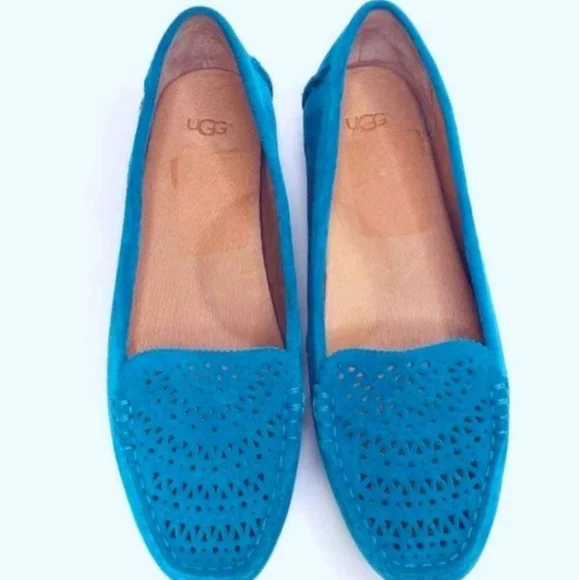 UGG blue sued flat shoes, Size 8 - Picture 1 of 5